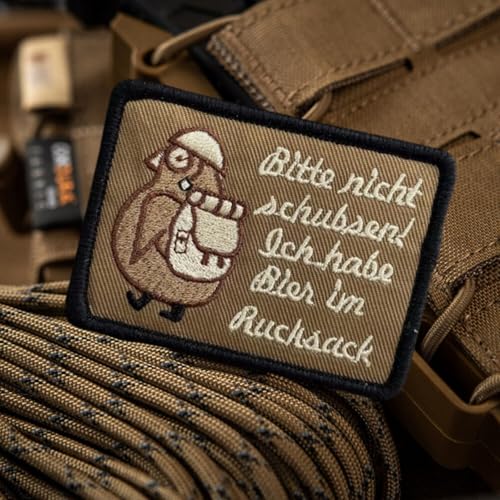 Aufnäher mit Aufschrift "Please Don't Push I Have Beer in My Backpack", 1 Stück, lustiger Meme Clete Pinguin, bestickt, taktischer Militäraufnäher mit Hakenverschluss, Applikation für Rucksäcke von Viusneun
