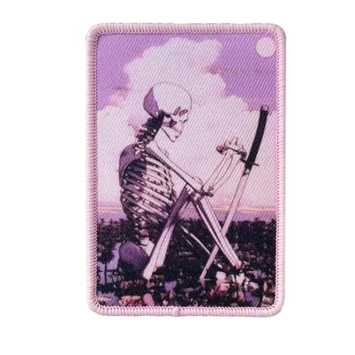 Aufnäher mit Totenkopf-Aufdruck, Skelett mit Lotusen, Moralabzeichen, taktischer Militär, Klettverschluss, zum Aufnähen für Kleidung, Hut, Rucksäcke von Viusneun