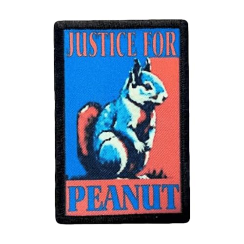Aufnäher mit niedlichem Eichhörnchen-Aufdruck, Gerechtigkeit für Erdnuss, Militär, taktisches Moral-Abzeichen, Haken und Schlaufe, zum Aufnähen für Kleidung, Kleid, Hut, Rucksäcke von Viusneun