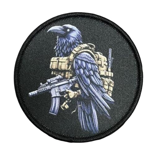 Bedruckter Aufnäher mit Krähenmotiv, Nachtsicht, Krieger, Kampf, taktisches Moral-Abzeichen, Klettverschluss, dekorative Flicken zum Aufnähen für Kleidung, Kleid, Hut, Rucksäcke von Viusneun