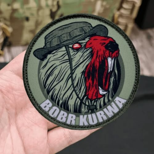 Biber Patch: Bobr Kurwa Printed Moral Patch mit Klettverschluss - Lustige Taktische Militär Patches Klett, Moral Patches für Rucksäcke, Helm und andere militärische taktische Ausrüstung von Viusneun