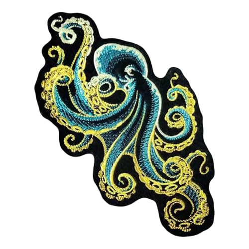 Blaue Oktopus-Stickerei-Aufnäher, Tier-Patch, Klettverschluss, dekorative Flicken zum Aufnähen für Kleidung, Kleid, Hut, Rucksäcke Blaue Oktopus-Stickerei-Aufnäher, Tier-Patch, Klettverschluss, dekorative Flicken zum Aufnähen für Kleidung, Kleid, Hut, Rucksäcke von Viusneun