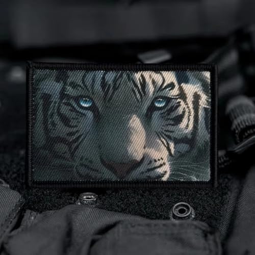 Blue Eyes Tiger Patch, Tiger Hook and Loop Patches, Funny Animals Appliques for Military Gear Backpacks, Trucker Hats, Lunch Bags, Vests, Jackets - Morale Patches von Viusneun