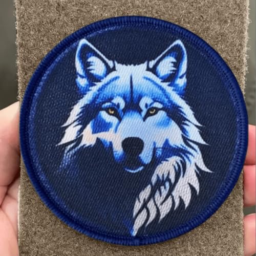Blue Wolf Moral Patch, Wolf Hook and Loop Patches, Funny Animal Tactical Military Moral Patch Appliques for Backpacks, Trucker Hats, Lunch Bags, Vests, Jackets von Viusneun