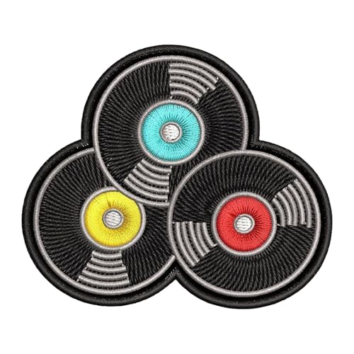 Bunte Vinyl-Schallplatten-Stickerei-Aufnäher, Cartoon-Moral, taktischer Aufnäher, Klettverschluss zum Aufnähen für Kinderkleidung, Kleid, Hut, Rucksäcke (lila) von Viusneun