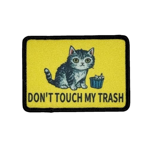 "DON'T TOUCH MY TRASH" Klett Patches, Süße Neugierige Katze Patches Klett Lustig Taktisch Moral Aufnäher Kinder Applikation Aufnäher Bügelbild FüR Jacken Jeans RucksäCke von Viusneun
