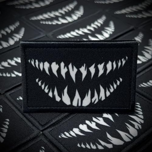 Devil Teeth Morale Patch - Taktisches Patch Kampfarmband Emblem für Militärausrüstung, Rucksäcke, Operator Baseball Caps, Plattenträger & Westen - Morale Patches Devil Teeth Morale Patch - Taktisches Patch Kampfarmband Emblem für Militärausrüstung, Rucksäcke, Operator Baseball Caps, Plattenträger & Westen - Morale Patches von Viusneun