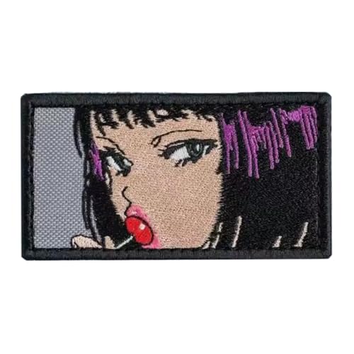 Gestickte Aufnäher mit Anime-Motiv, Motiv: Anime Gril Lollipop, Klettverschluss, dekorative Flicken zum Aufnähen für Kleidung, Kleid, Hut, Rucksäcke von Viusneun