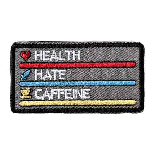 Gesundheit, Hass, Koffein Stickerei Patches, Moral Tactical Patch Hook and Loop Badge Sew On für Kinderkleidung, Kleid, Hut, Rucksäcke Gesundheit, Hass, Koffein Stickerei Patches, Moral Tactical Patch Hook and Loop Badge Sew On für Kinderkleidung, Kleid, Hut, Rucksäcke von Viusneun