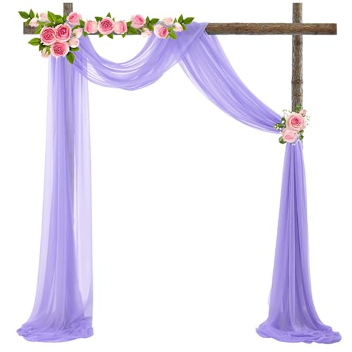 Hochzeit Vorhang Hochzeitsbogen, 1 Stück Hochzeit Drapierstoff Tüllstoff Organza Hausbett Deko Himmelbett Vorhäng für Babyparty Party Hochzeit Torbogen Zeremonie (Violett,75x400cm) von Viusneun