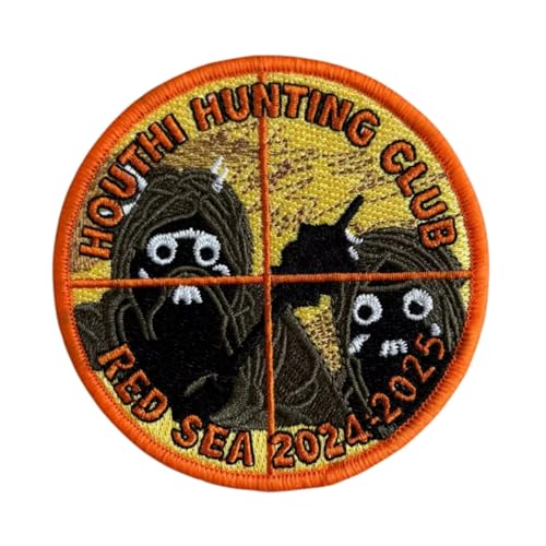 Houthi Hunting Club Funny Moral Patch - Tactical Meme Embroidered Patch for Military Gear, Backpacks, Operator Baseball Caps, Plate Carriers & Vests - Morale Patches von Viusneun