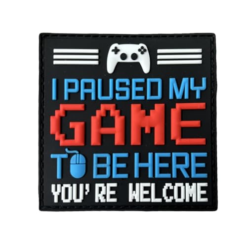 I Paused My Game PVC Patches, Funny Moral Tactical Patch Hook and Loop Badge Sew On for Children's Clothing, Dress, Hat, Backbags von Viusneun