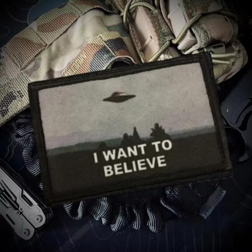 I Want to Believe Funny Morale Patch - UFO Airship Tactical Patch for Military Gear Backpacks Operator Baseball Caps, Plate Carriers & Vests - Morale Patches von Viusneun