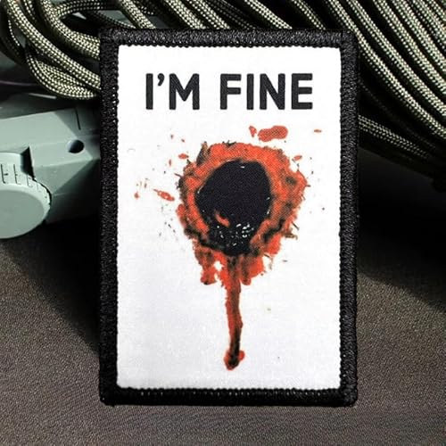 I'm Fine Bullet Hole Patch, Hook and Loop Patches, Funny Tactical Military Moral Patch Appliques for Backpacks, Trucker Hats, Lunch Bags, Westen, Jackets I'm Fine Bullet Hole Patch, Hook and Loop Patches, Funny Tactical Military Moral Patch Appliques for Backpacks, Trucker Hats, Lunch Bags, Westen, Jackets von Viusneun