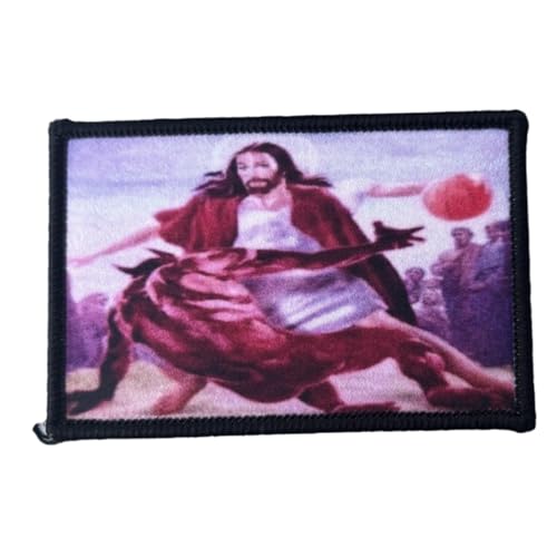 Jesus Crossing The Devil Printed Patch:Morale Patch with Hook and Loop - Funny Tactical Military Patches, Morale Patches for Backpacks, Helmet and Other Military Tactical Gears von Viusneun