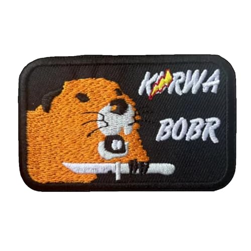 Klett Patch Biber mit Messer, Lustige Stickerei Aufnäher MilitäR Moral Abzeichen Hook Patches Für DIY Kleidung Rucksack Baseballkappe Uniform von Viusneun