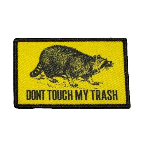 Klett Patch "DON'T TOUCH MY TRASH" Waschbär Patches Klett Drucken Taktische Militär Moral Hook Loop Patches Für Rucksack Uniform Taktische Kleidung Baseballkappe von Viusneun