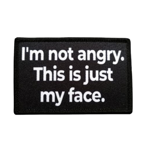 Klett Patches, 'I'm not angry. This is my face.' Taktische Militär Abzeichen, Stickerei Aufnäher, Moral-Patch für Taktische Kleidung Rucksack Baseballkappe Uniform von Viusneun