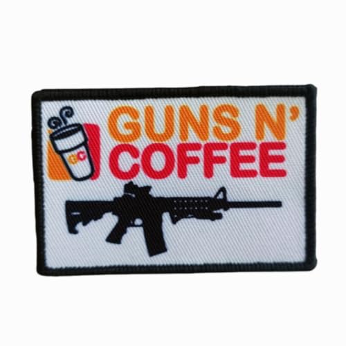 Klett Patches lustiger, 'GUNS N' COFFEE' Aufnäher, Taktisch Militär Patch, Aufnäher für Taktische Kleidung Rucksack Baseballkappe Uniform von Viusneun
