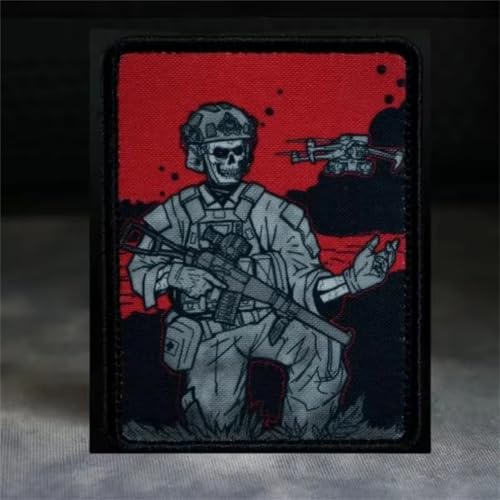 Klettpatches Klett Militär, Skelett-Soldat Drohnen Patch, Aufnäher, Militär Patches Aufkleber, Patch Klett Abzeichen Moral Militär für Rucksäcke Taktische Kleidung Klettpatches Klett Militär, Skelett-Soldat Drohnen Patch, Aufnäher, Militär Patches Aufkleber, Patch Klett Abzeichen Moral Militär für Rucksäcke Taktische Kleidung von Viusneun