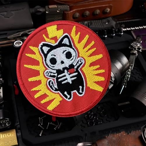 Kotik Skelett Stickerei Patch Lustige Meme Patches Taktische Militär Moral Patch mit Hakenverschluss Rückseite Niedliche Applikation Zubehör für Rucksäcke, Westen, Jacken, Jeans, Hüte Kotik Skelett Stickerei Patch Lustige Meme Patches Taktische Militär Moral Patch mit Hakenverschluss Rückseite Niedliche Applikation Zubehör für Rucksäcke, Westen, Jacken, Jeans, Hüte von Viusneun