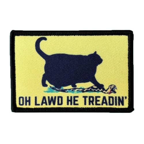 Lustige Katzen- und Schlangen-Meme-Flicken, Oh Lawd He Treadin' Hook and Loop Morale Tactical Patch Dekorative Patches zum Aufnähen für Kleidung, Kleid, Hut, Rucksäcke von Viusneun