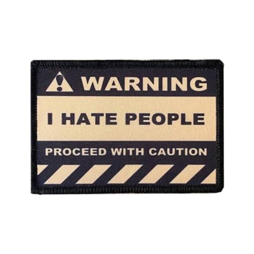Lustige Meme bedruckte Aufnäher, Aufschrift "Warning I Hate People", Militär, taktisches Moral-Abzeichen, Haken und Schlaufen, zum Aufnähen für Kleidung, Kleid, Hut, Rucksäcke von Viusneun