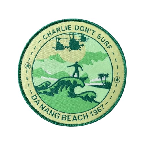 Lustige Stickerei-Aufnäher, Charlie Don't Surf, taktischer Moral-Patch, Abzeichen mit Haken und Schlaufe zum Aufnähen für Kleidung, Kleid, Hut, Rucksäcke Lustige Stickerei-Aufnäher, Charlie Don't Surf, taktischer Moral-Patch, Abzeichen mit Haken und Schlaufe zum Aufnähen für Kleidung, Kleid, Hut, Rucksäcke von Viusneun