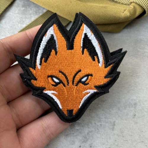 Lustiger Fuchs-Aufnäher mit Klettverschluss, bunt bestickt, niedliches Tier-Meme-Aufnäher, DIY-Applikation, Zubehör für Rucksäcke, Hundegeschirr, Armee-Westen, Turnbeutel, Hüte, Helme von Viusneun