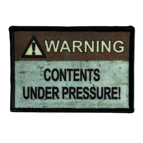 Lustiger Moral Patch mit Aufschrift "Warning Contents Under Pressure – Tactical Meme Patch for Military Gear, Backpacks, Operator Baseball Caps, Plate Carriers & Vests - Morale Patches von Viusneun