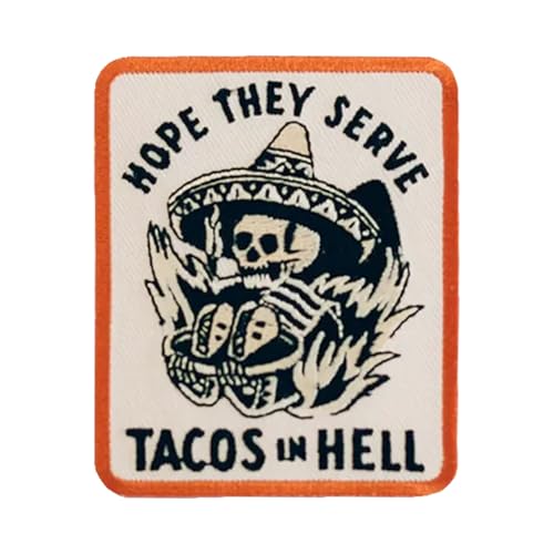 Lustiger Totenkopf-Stickerei-Aufnäher, Hoffnung Sie dienen Tacos in der Hölle, taktische Militärmoral-Patches, Haken und Schlaufe zum Aufnähen für Kleidung, Kleid, Hut, Rucksäcke Lustiger Totenkopf-Stickerei-Aufnäher, Hoffnung Sie dienen Tacos in der Hölle, taktische Militärmoral-Patches, Haken und Schlaufe zum Aufnähen für Kleidung, Kleid, Hut, Rucksäcke von Viusneun