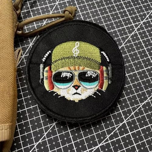 Music Cats Patch: Stickerei Moral Patch mit Klettverschluss - Lustige taktische Militär-Patches, Moral-Patches für Rucksäcke, Helm und andere militärische taktische Ausrüstung von Viusneun