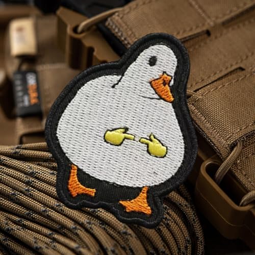 Niedliche und schüchterne Enten-Stickerei, 1 Stück lustige Enten-Meme-Aufnäher, taktischer Militär-Moral-Aufnäher mit Hakenverschluss, niedliche Applikation Zubehör für Rucksäcke, Westen, Jacken von Viusneun