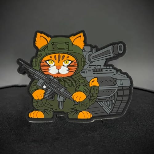 PVC Taktische Katze Mit Waffe Tank Klett Patch Mit Klettverschluss Moral Aufnäher Militär Hook Loop Patch Für DIY Kleidung Rucksack Uniform Weste Jacken von Viusneun
