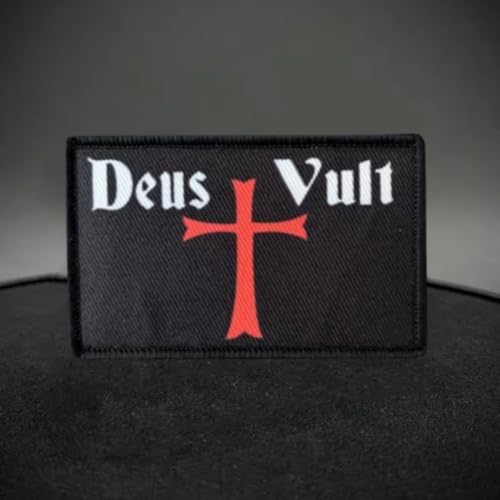 Patches Klett, Deus Vult Drucken Klett Patches Mit Klettverschluss Tactical Moral Aufnäher Für Rucksäcke Hüte Jacken Jeans Taschen von Viusneun