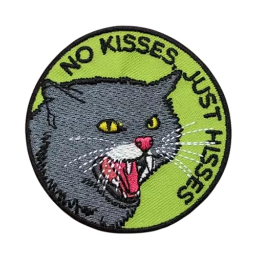 Patches Klett, "NO KISSES JUST HISSES" Katze Stickerei Moral MilitäR Patch, Abzeichen Klettbänder Aufnäher Für DIY Rucksäcke, Jacken, Jeans, Kappen, Kleidung Patches Klett, "NO KISSES JUST HISSES" Katze Stickerei Moral MilitäR Patch, Abzeichen Klettbänder Aufnäher Für DIY Rucksäcke, Jacken, Jeans, Kappen, Kleidung von Viusneun