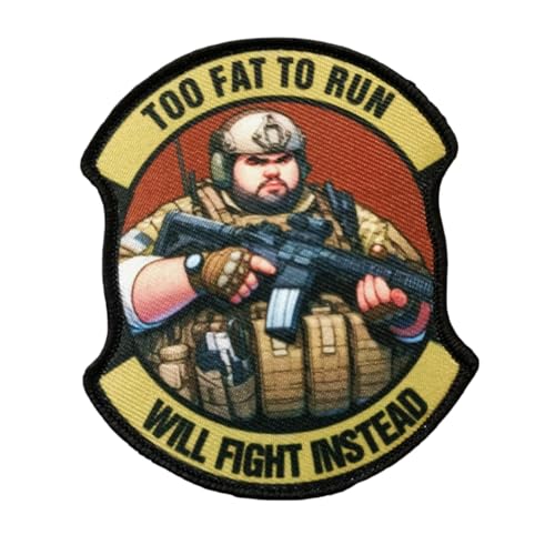 Patches Klett, 'TOO FAT TO RUN'Stickerei Aufnäher, Militär Aufkleber Abzeichen, Moral-Patch für Taktische Kleidung Rucksack Baseballkappe Uniform Patches Klett, 'TOO FAT TO RUN'Stickerei Aufnäher, Militär Aufkleber Abzeichen, Moral-Patch für Taktische Kleidung Rucksack Baseballkappe Uniform von Viusneun