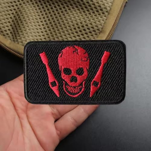 Patches Klett, Totenkopf Aufnäher Stickerei Two Missile Tactical Moral Hook Patches Für DIY Kleidung Rucksack Baseballkappe Uniform (CUSTOM-2181) von Viusneun