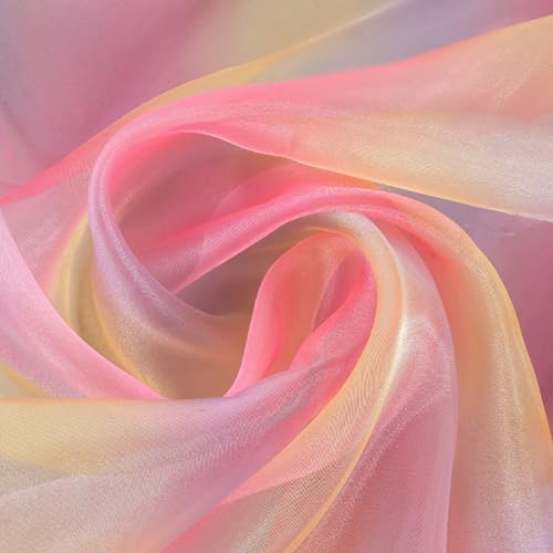 Viusneun Regenbogen Tulle, 150×200cm Farbverlauf Regenbogen Tüll Hautfreundlicher Organza-Stoff für Hochzeit Tischläufer Geschenkband Schleife Nähen Basteln Stoff (Rot) von Viusneun