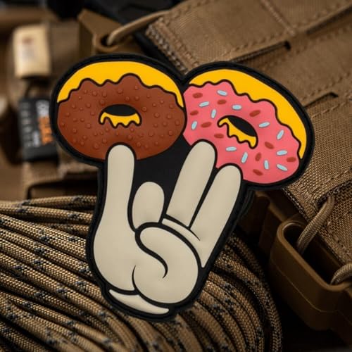 "Shocker Donuts" lustiger Moral-Patch – 3D-PVC-Donuts-Finger-Patch für Militärausrüstung, Rucksäcke, Operator-Baseballkappen, Plattenträger und Westen – Moral-Patches von Viusneun