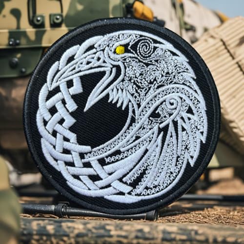 Skandinavisches Symbol Rabe Morale Patch – Taktische Stickerei Patch Kampfarmband Emblem für Militärausrüstung, Rucksäcke, Operator Baseball Caps, Plattenträger & Westen – Morale Patches von Viusneun