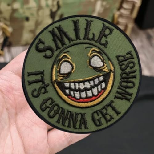 Smile! It is Gonna get Worse Morale Patch - Lustiger taktischer bestickter Aufnäher für Militärausrüstung, Rucksäcke, Operator-Baseballkappen, Plattenträger & Westen - Moral-Patches Smile! It is Gonna get Worse Morale Patch - Lustiger taktischer bestickter Aufnäher für Militärausrüstung, Rucksäcke, Operator-Baseballkappen, Plattenträger & Westen - Moral-Patches von Viusneun