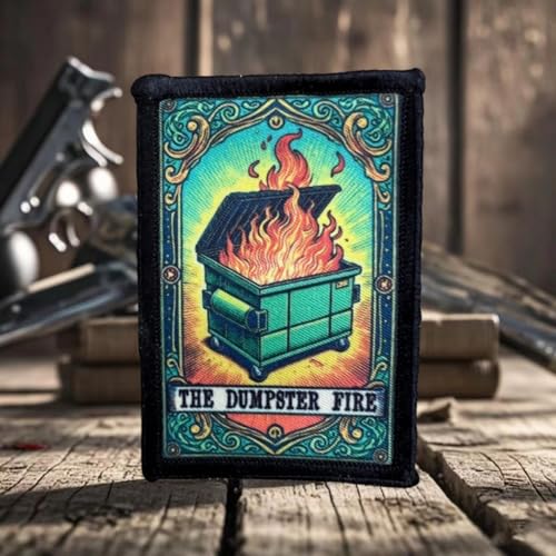 The Dumpster Fire Tarotkarten-Aufnäher, Klettverschluss-Aufnäher, lustige taktische Militärmoral-Patch-Applikationen für Rucksäcke, Trucker-Hüte, Lunch-Taschen, Westen, Jacken von Viusneun