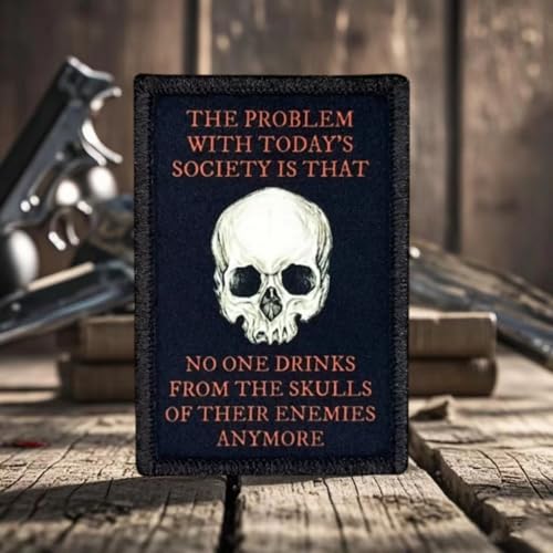 Today's Society... Totenkopf-Patch, 1 Stück, lustiger Meme-Aufnäher, taktischer Militär-Moral-Patch mit Hakenverschluss, niedliche Applikation für Rucksäcke, Westen, Jacken, Jeans, Hüte von Viusneun