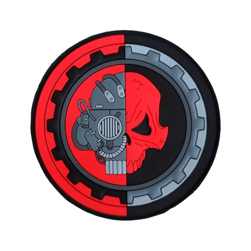 Veteranen-Aufnäher mit mechanischem Totenkopf-Design, PVC, Klettverschluss, Militär, Moral, Abzeichen zum Aufnähen für Kleidung, Kleid, Hut, Rucksäcke von Viusneun