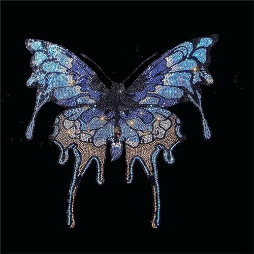 Viusneun 3D Groß Aufnäher glitzernde Kristall Strass Schmetterling Aufnäher Patches für Kleidung Hübsch bunt Glitter Wärmeübertragung Dekorative bügelbilder Aufkleber (C) von Viusneun