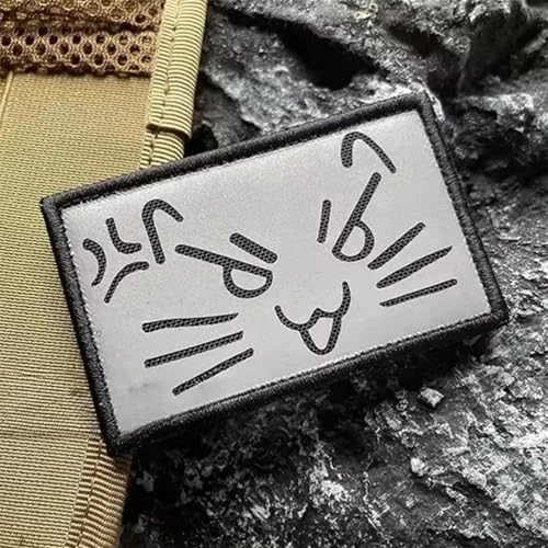 Viusneun Leuchtend Klett Patches, Lustige Katzen Patches Klett Taktisch Moral Aufnäher Kinder Applikation FüR Jungen, MäDchen, Jacken, Jeans, RucksäCke (E) von Viusneun