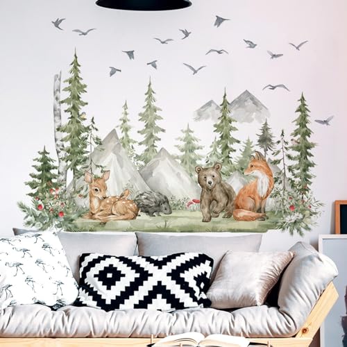 Viusneun Wandtattoo Waldtiere, Tiere Safari Wandaufkleber Junge Mädchen Kinderzimmer Schlafzimmer Wanddeko Bär Hirsch Fuchs Bäume Wandsticker Wanddeko für Wohnzimmer Schlafzimmer Diele Viusneun Wandtattoo Waldtiere, Tiere Safari Wandaufkleber Junge Mädchen Kinderzimmer Schlafzimmer Wanddeko Bär Hirsch Fuchs Bäume Wandsticker Wanddeko für Wohnzimmer Schlafzimmer Diele von Viusneun