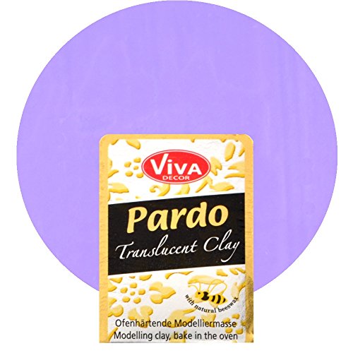 Viva Decor® PARDO TRANSPARENT Polymer Clay - Flieder 56 g, Modelliermasse ofenhärtend, transluzent, lichtdurchlässig, lagerstabil durch wiederverschließbare Box, für Anfänger und Hobbykünstler. von Viva Decor