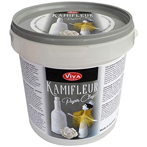 Kamifleur Paper Clay 900 g - lufthärtende, gebrauchsfertige, weiße Modelliermasse für dünnwandiges Modellieren, Made in Germany von Viva Decor